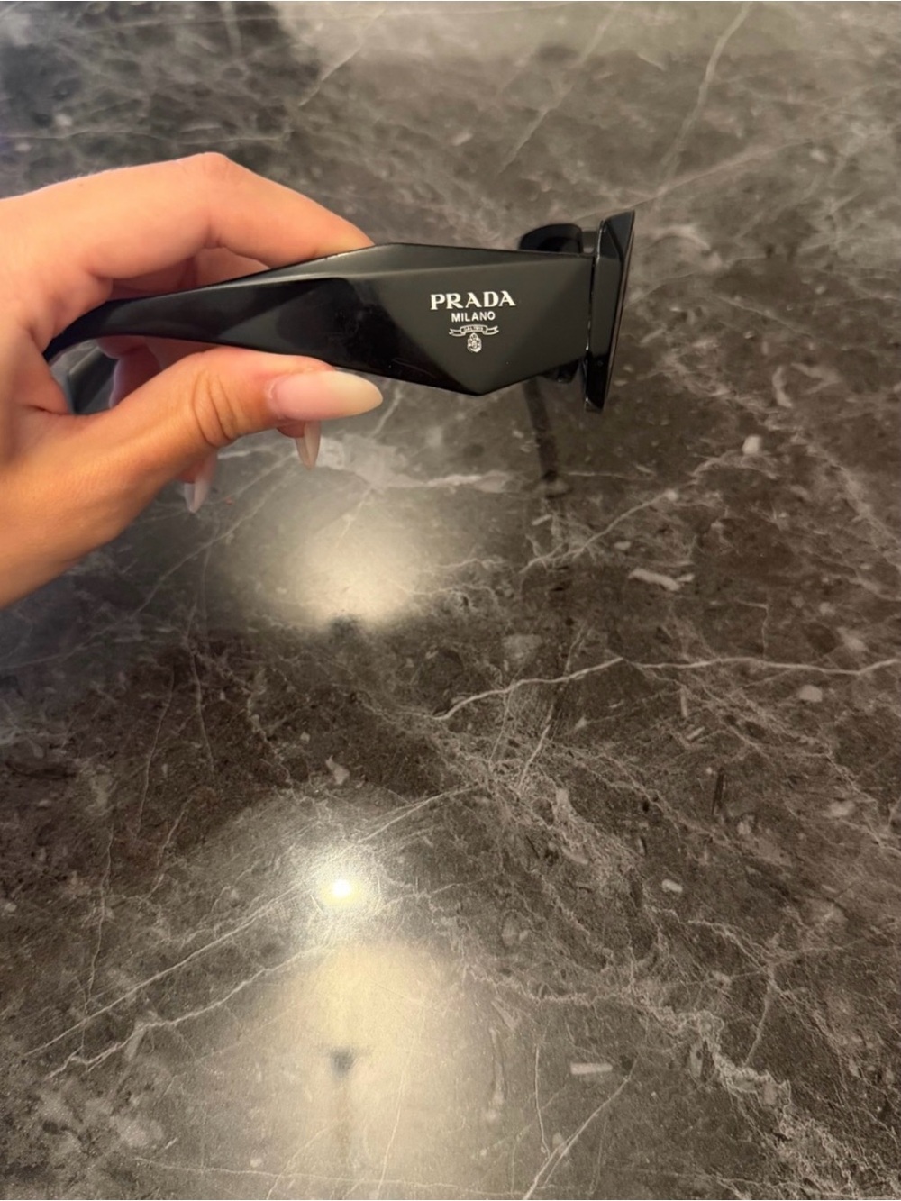 PRADA Sunglasses Small Geometric Symbole In Acetate Black - Picture 4 of 5